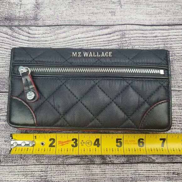 MZ Wallace Black Quilted Wallet with Red Leather Interior - Picture 7 of 8